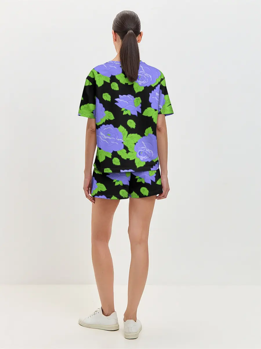 Женская пижама с шортами / Синие розы