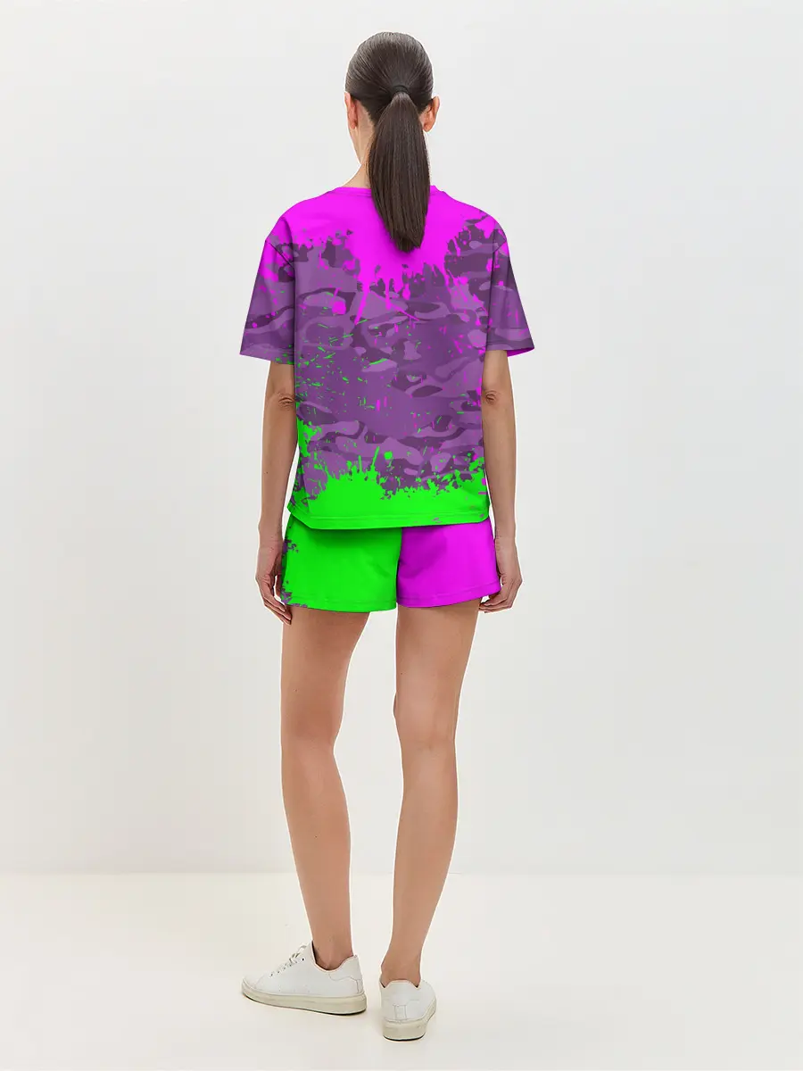 Женская пижама с шортами / 3D Neon Monkey