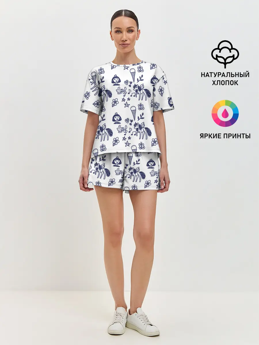 Женская пижама с шортами / Девчачий дудл