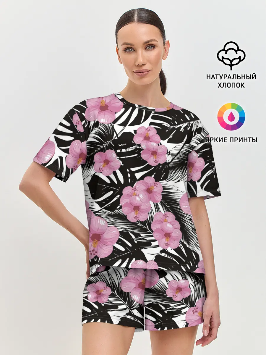 Женская пижама с шортами / Тропический Стиль