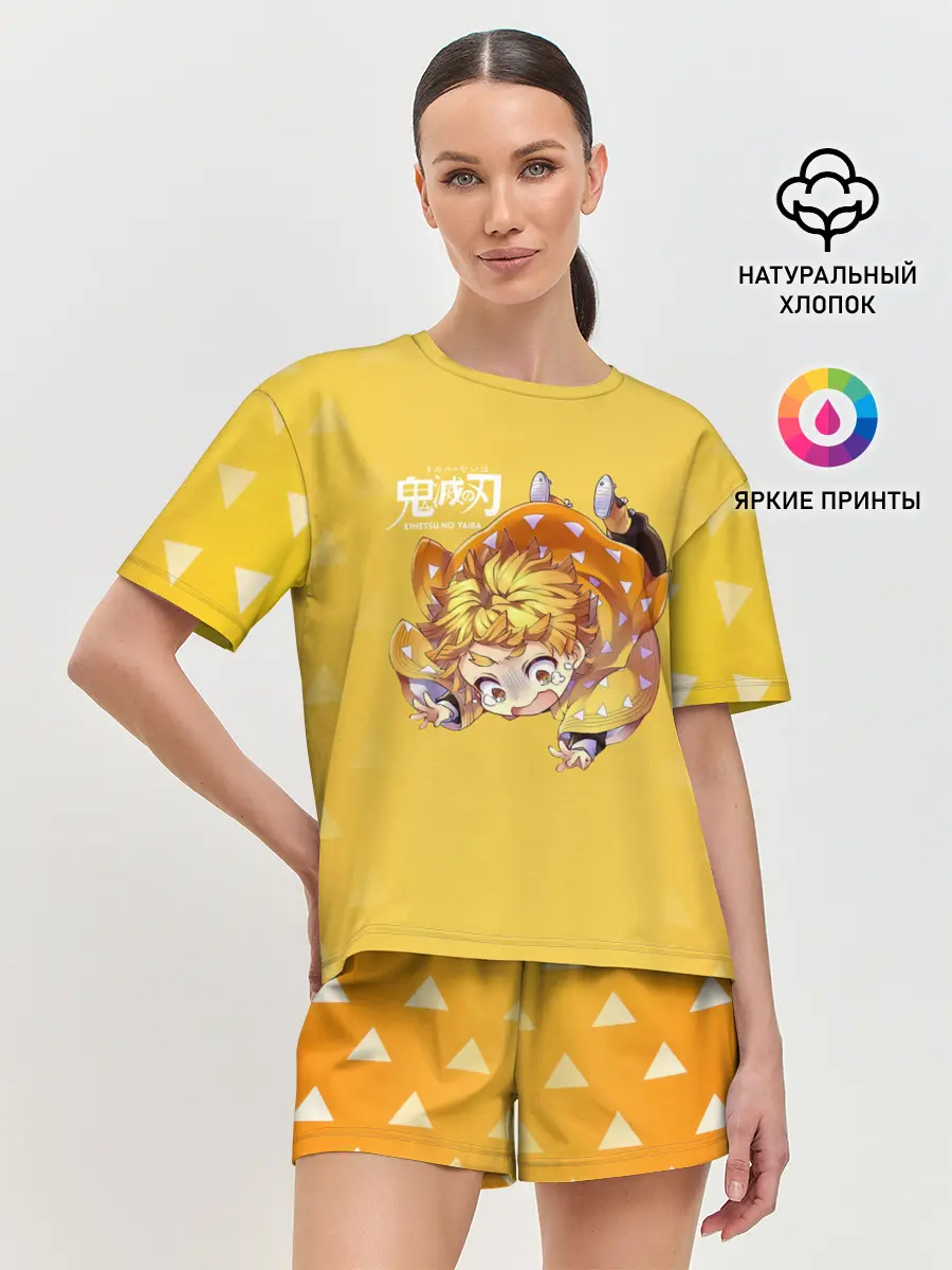 Женская пижама с шортами / Зеницу Агацума Kimetsu no Yaiba