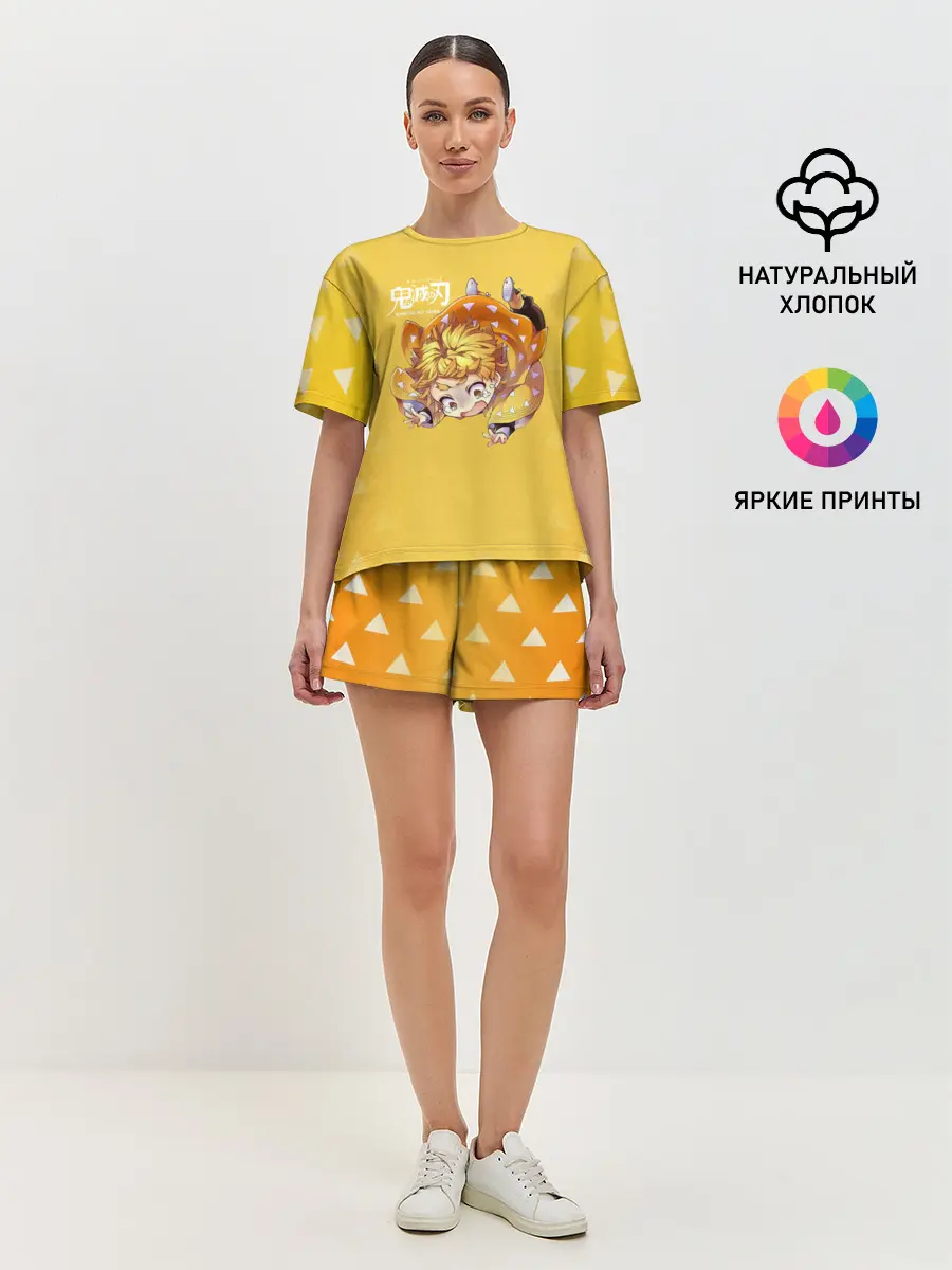 Женская пижама с шортами / Зеницу Агацума Kimetsu no Yaiba