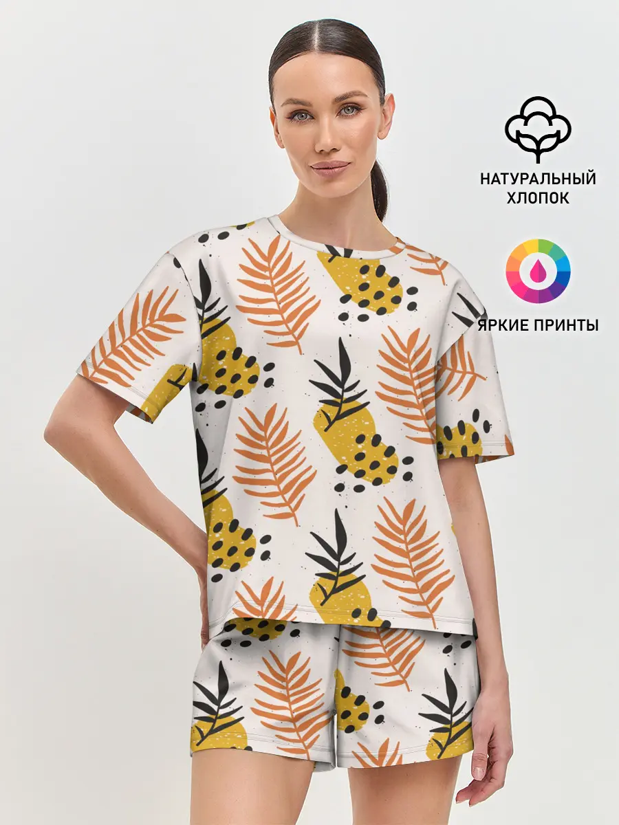Женская пижама с шортами / Абстрактные ветви - узор