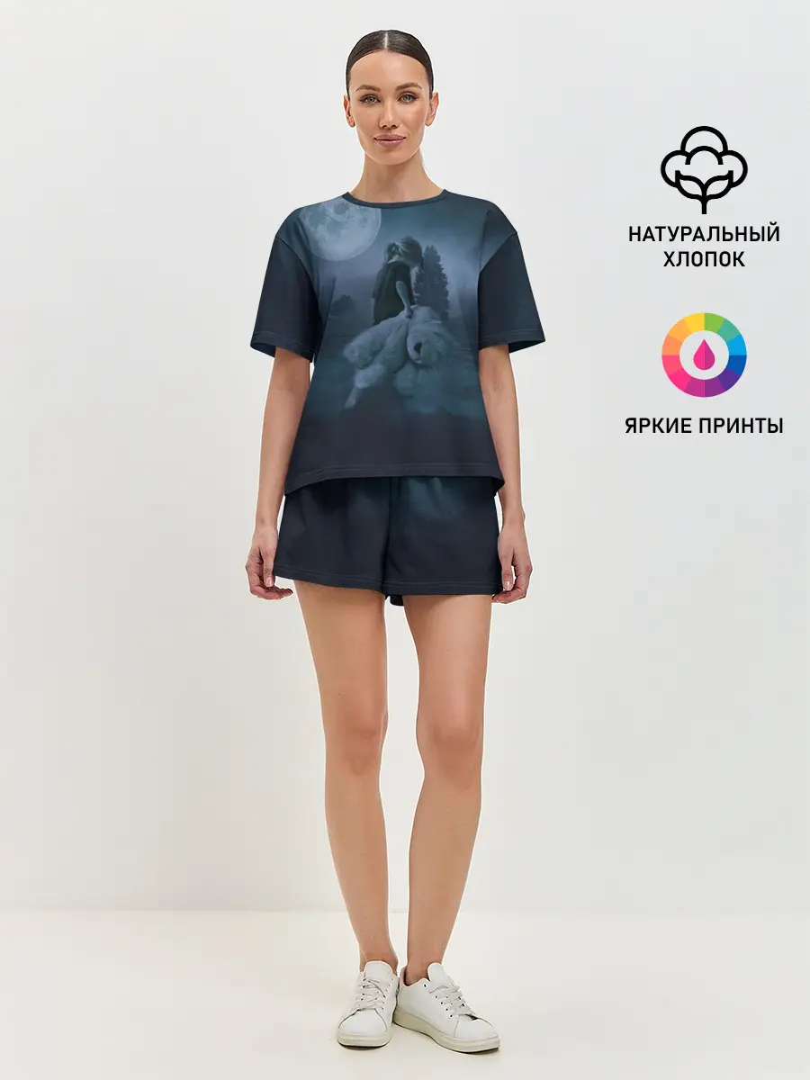 Женская пижама с шортами / Девочка и полнолуние