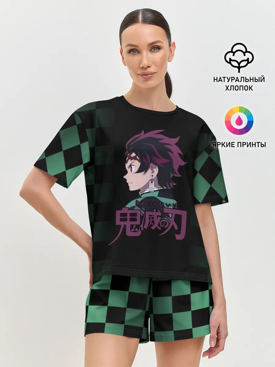 Женская пижама с шортами / Танджиро Камадо Kimetsu no Yaiba