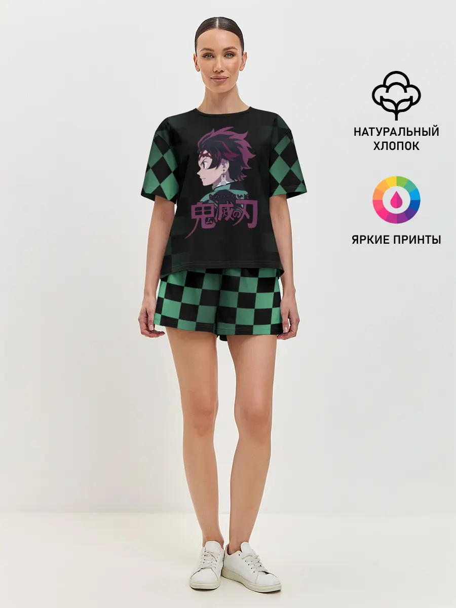 Женская пижама с шортами / Танджиро Камадо Kimetsu no Yaiba