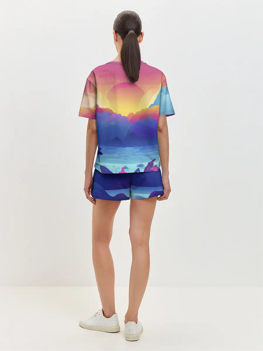 Женская пижама с шортами / Красочные Горы