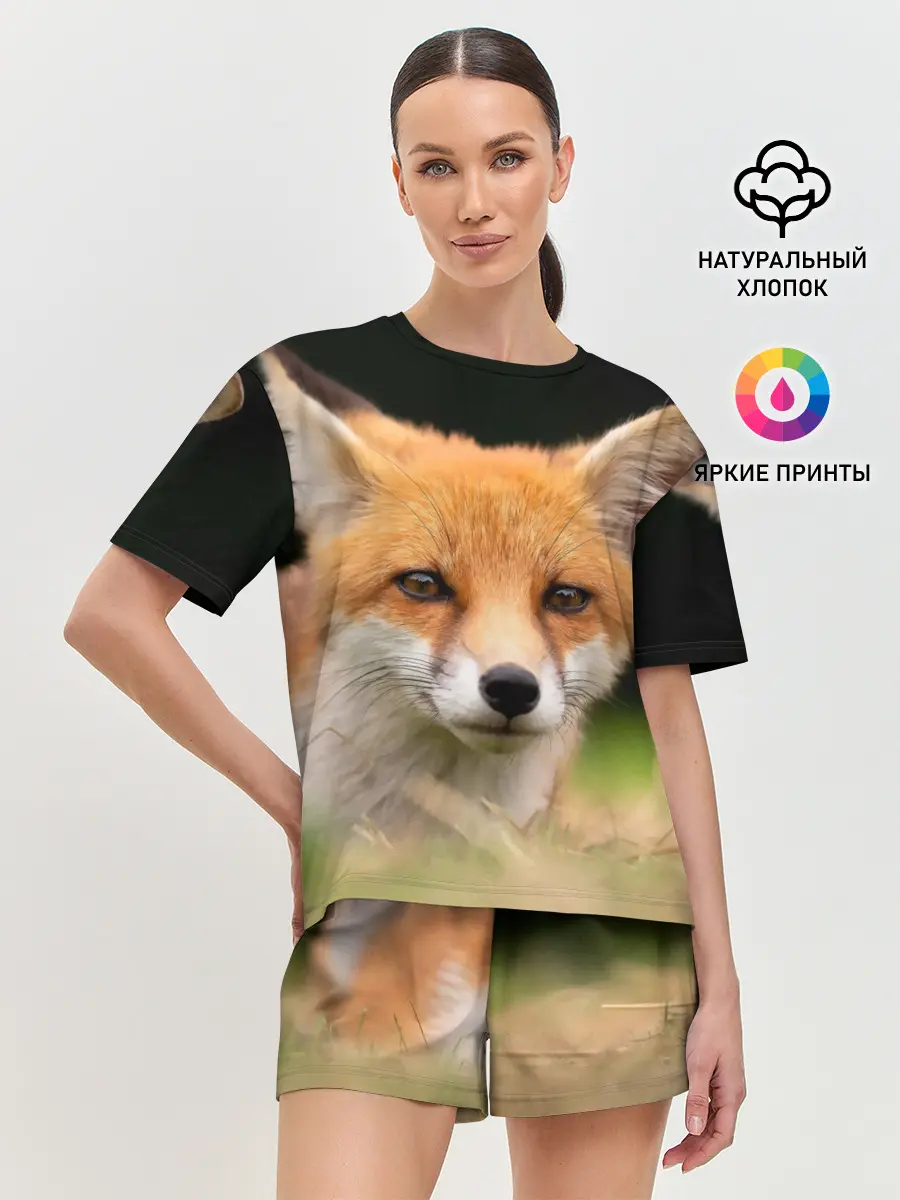 Женская пижама с шортами / Мордочка лисицы