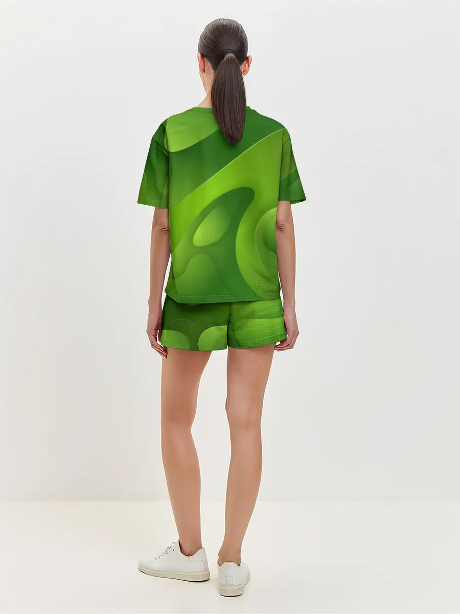 Женская пижама с шортами / 3d Green abstract