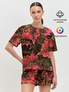 Женская пижама с шортами / Красные листья
