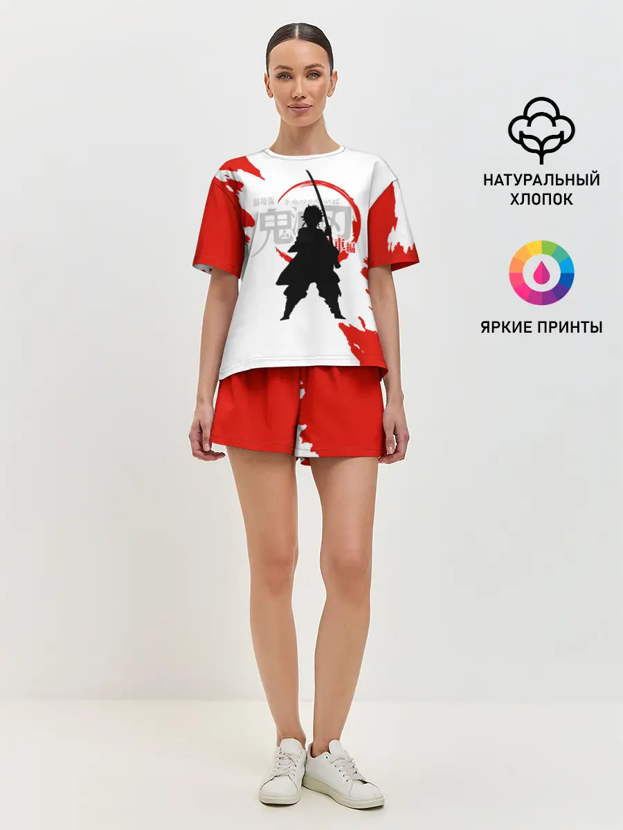 Женская пижама с шортами / Танджиро Камадо Kimetsu no Yaiba