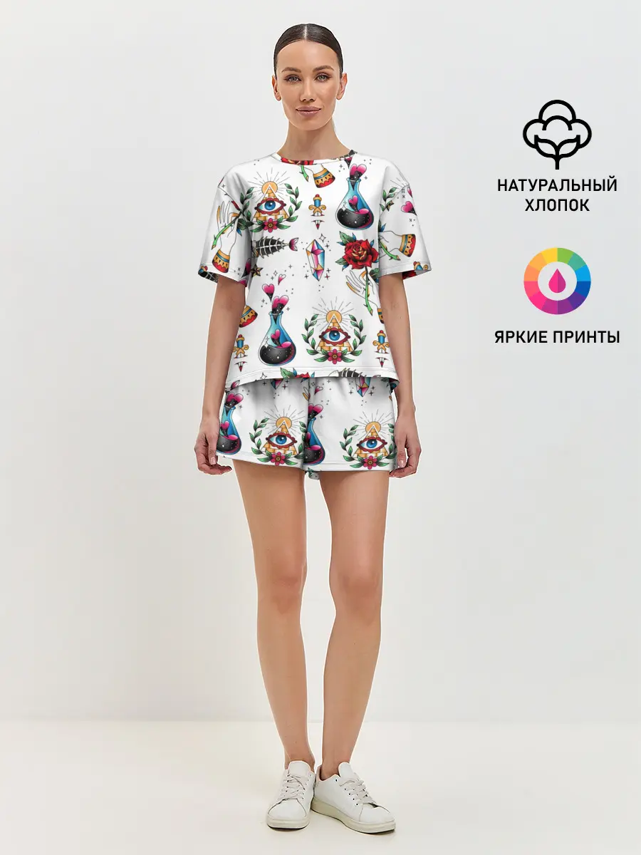 Женская пижама с шортами / Old school tattoo