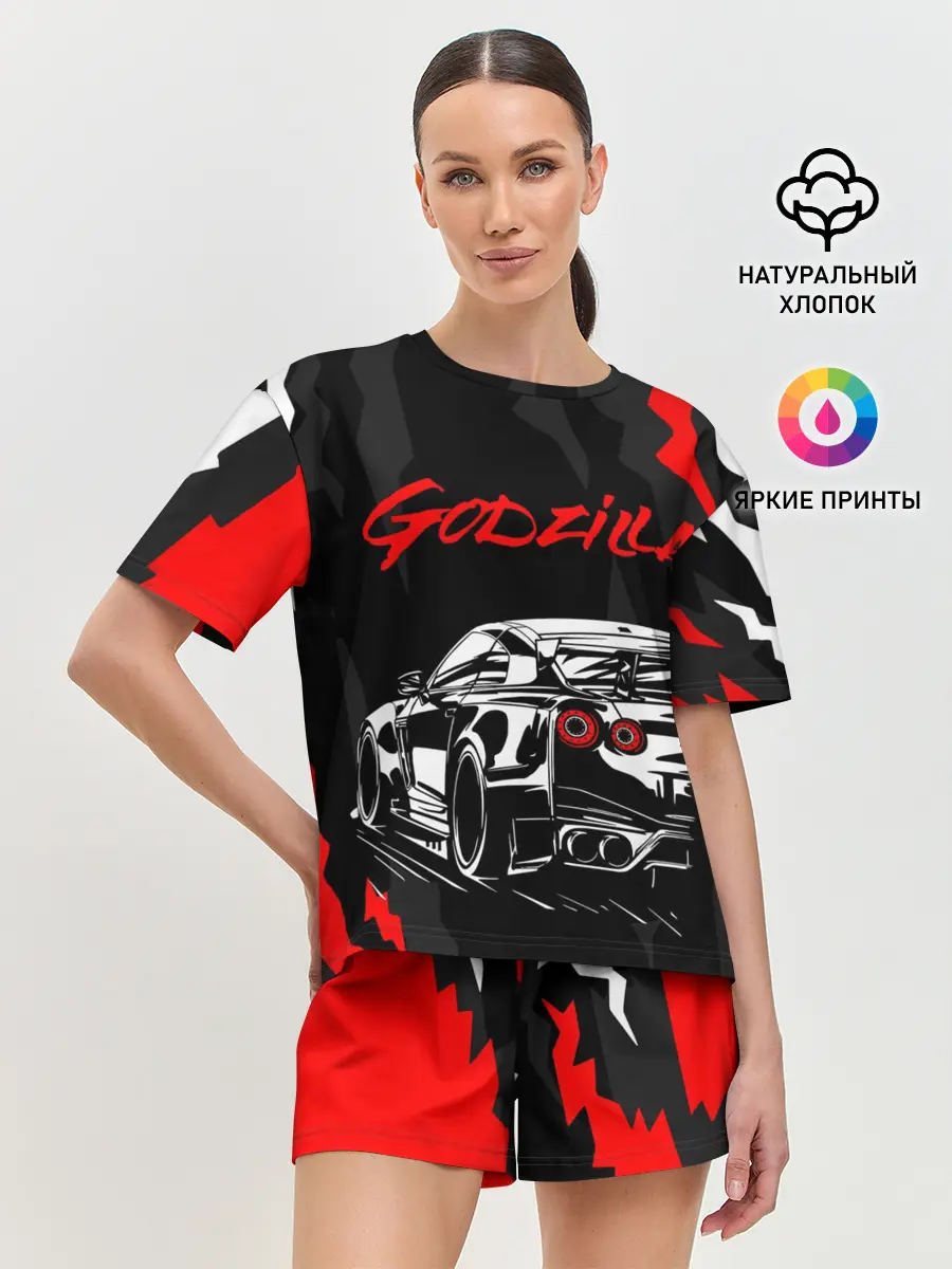 Женская пижама с шортами / NISSAN GT-R / GODZILLA