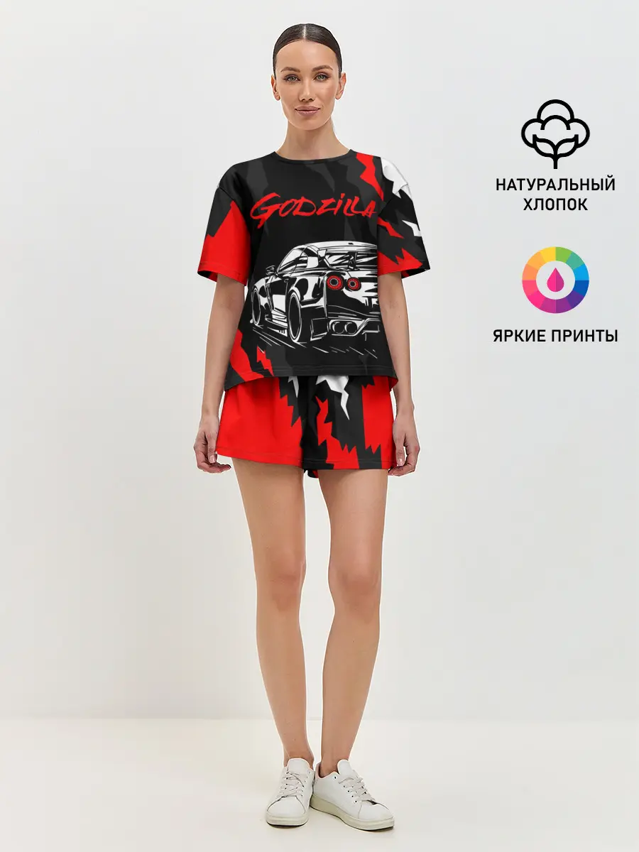 Женская пижама с шортами / NISSAN GT-R / GODZILLA
