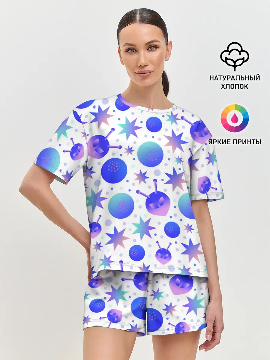 Женская пижама с шортами / Яркая галактика