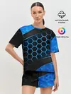 Женская пижама с шортами / 3D luxury blue 3Д СОТЫ и плиты