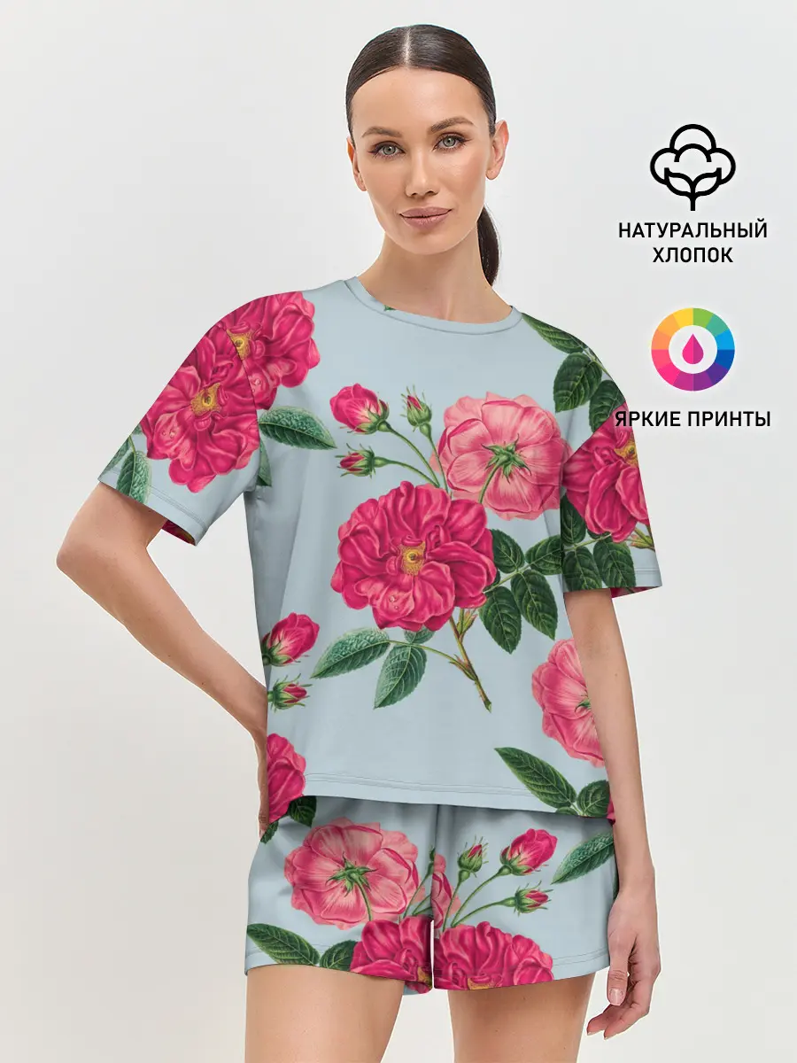 Женская пижама с шортами / Чайная роза
