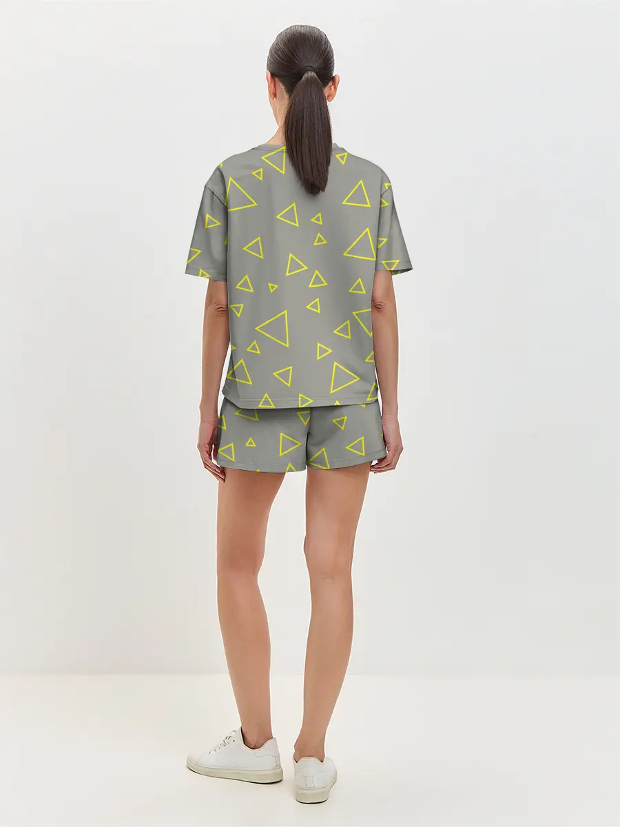 Женская пижама с шортами / Желтый и серый | Yellow & gray