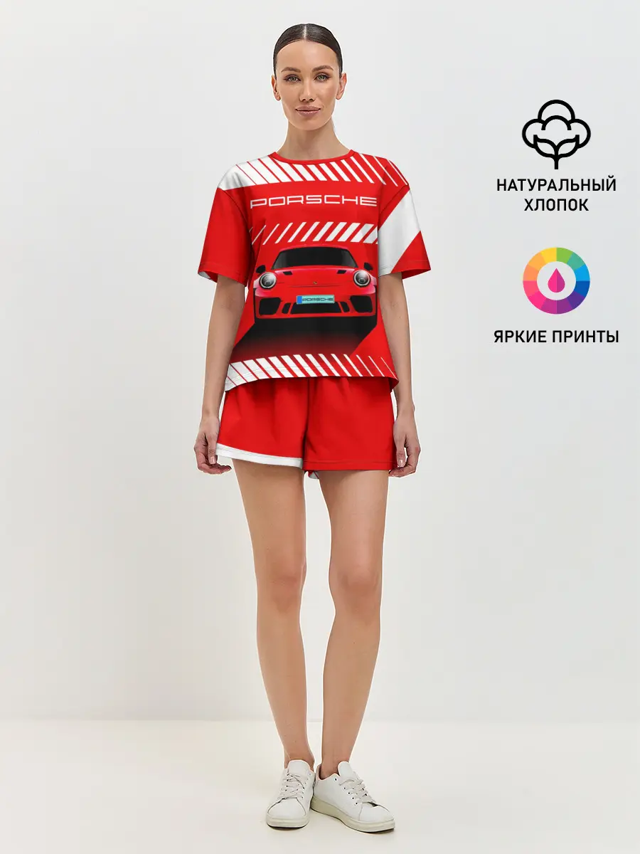 Женская пижама с шортами / PORSCHE / ПОРШЕ / RED STYLE