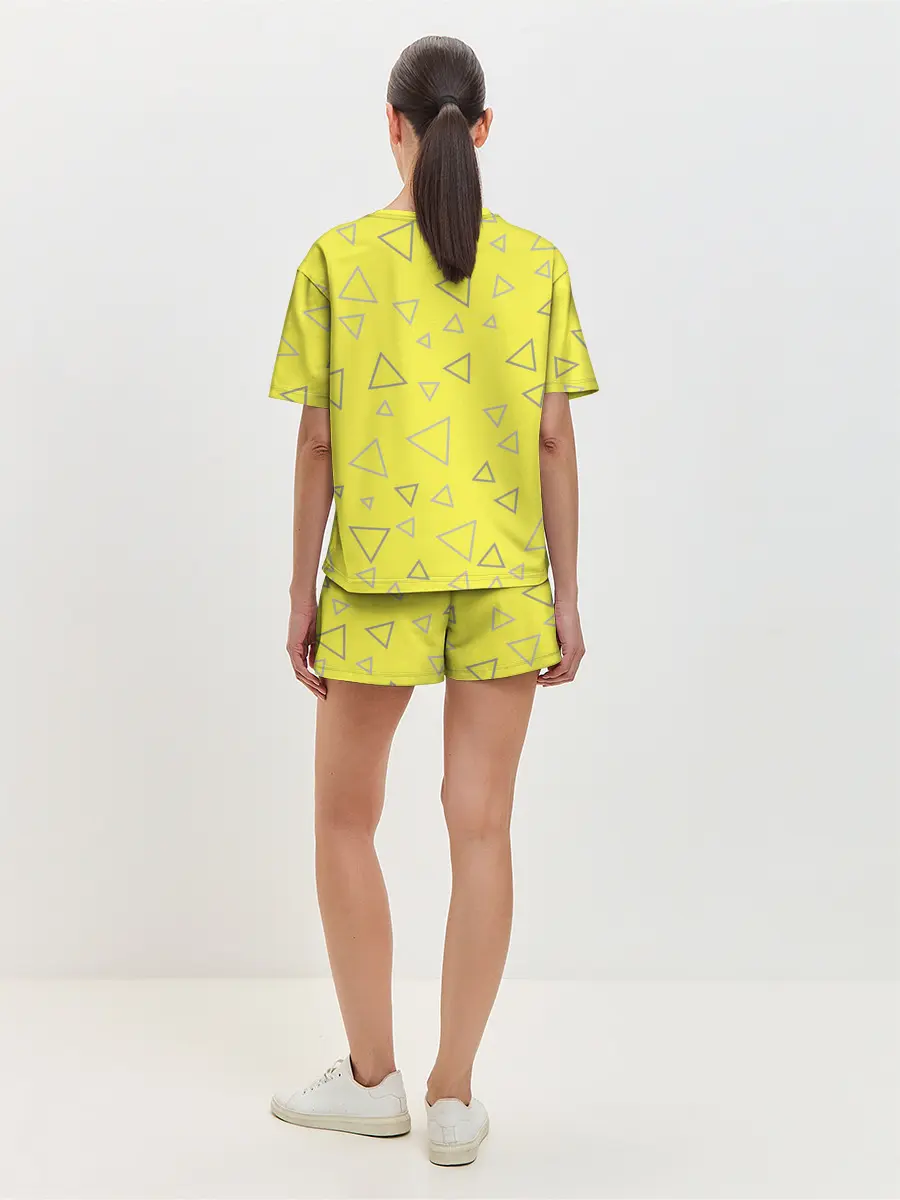 Женская пижама с шортами / Желтый и серый | Yellow & gray