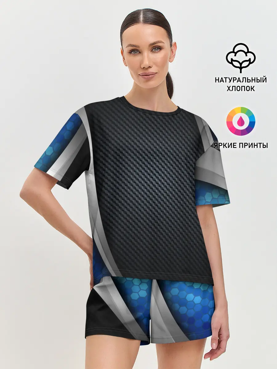 Женская пижама с шортами / Хромированная 3D броня