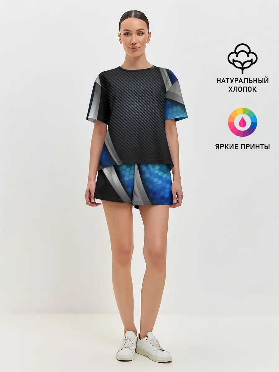 Женская пижама с шортами / Хромированная 3D броня