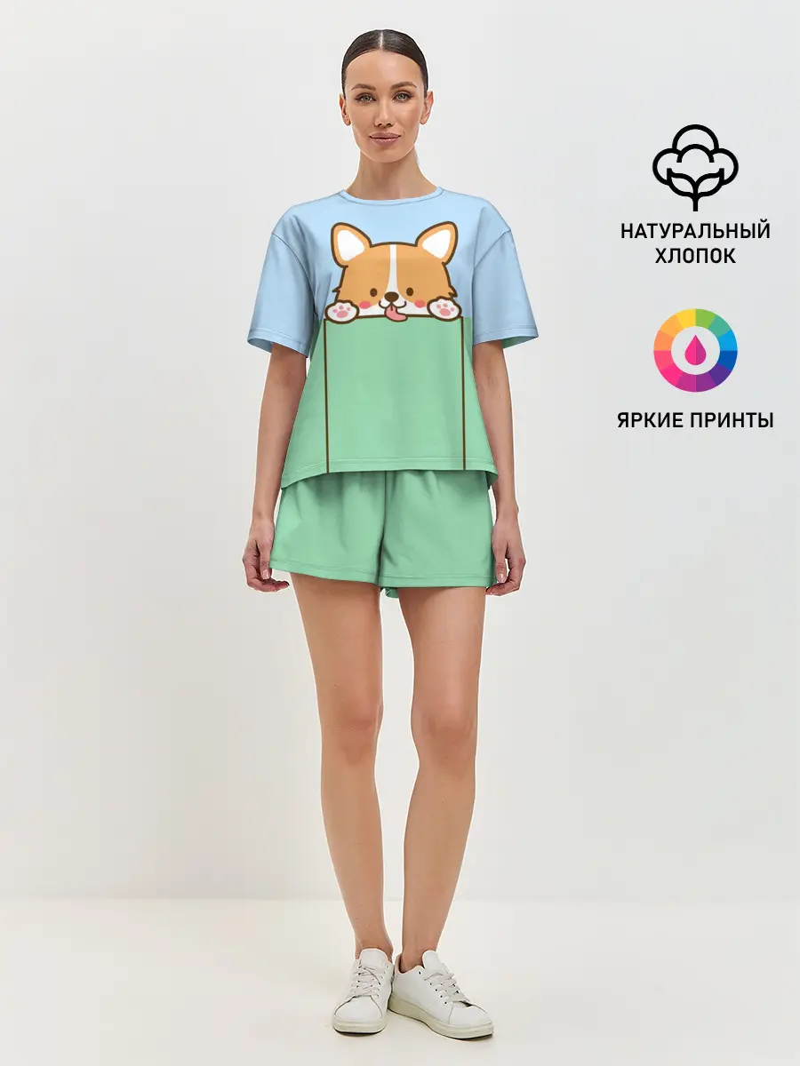 Женская пижама с шортами / Милый Корги