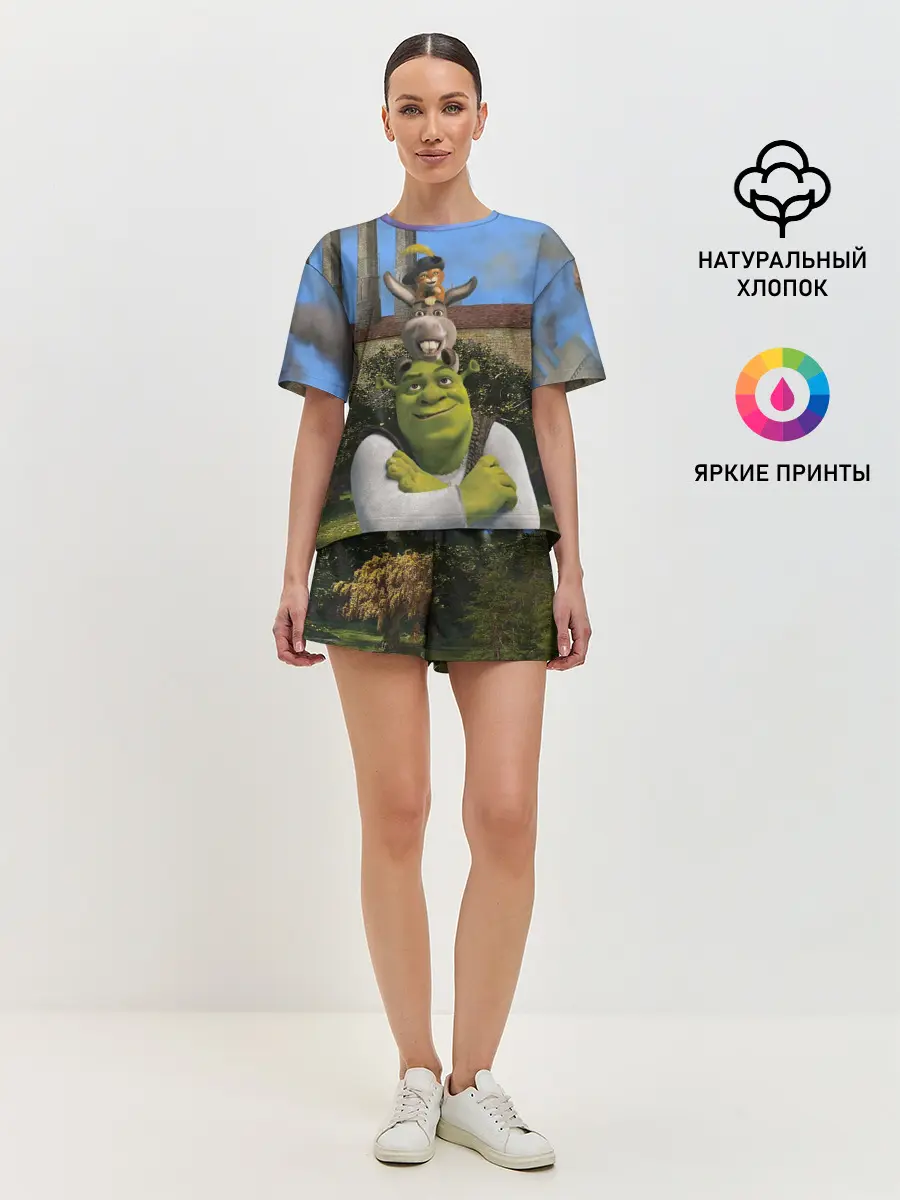 Женская пижама с шортами / Шрек, Кот и Осёл