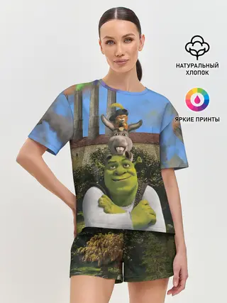 Женская пижама с шортами / Шрек, Кот и Осёл