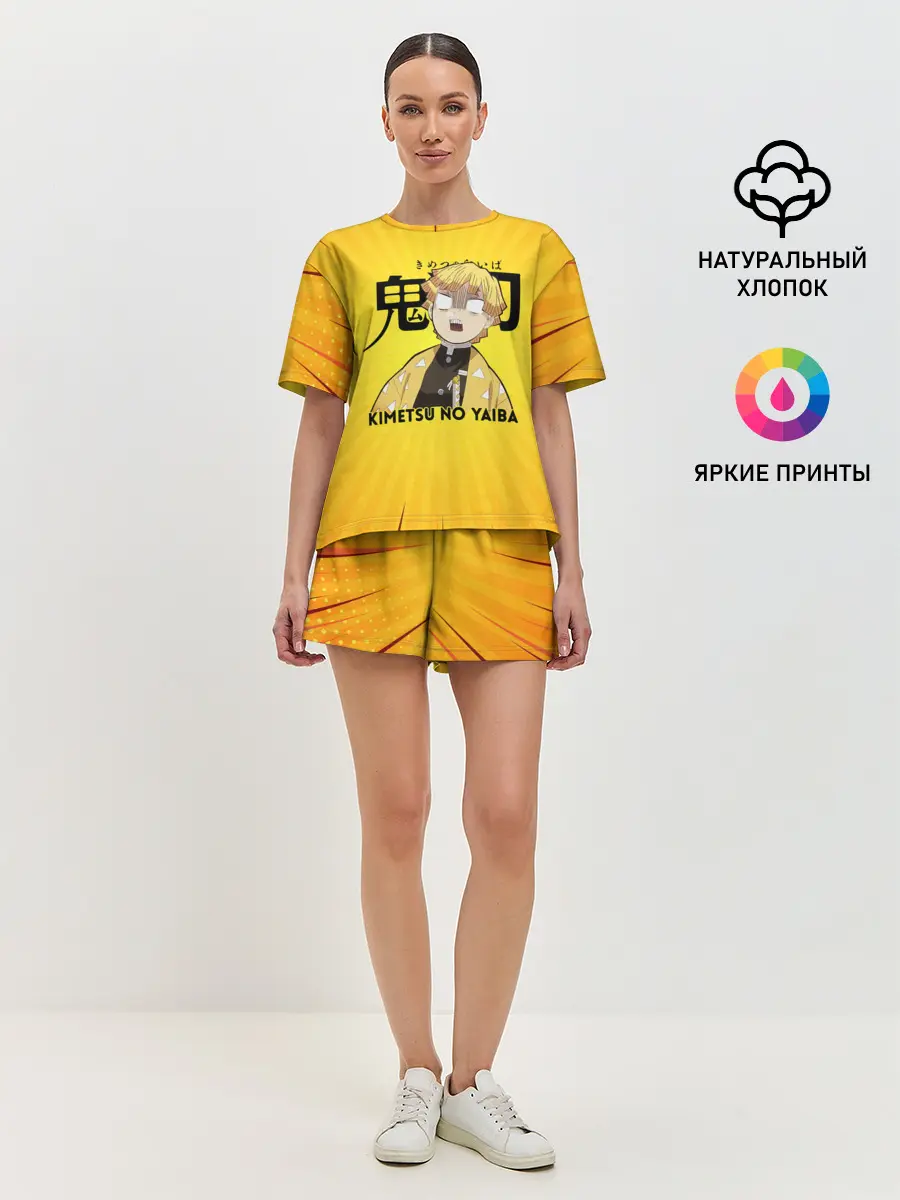 Женская пижама с шортами / Зеницу Агацума Kimetsu no Yaiba