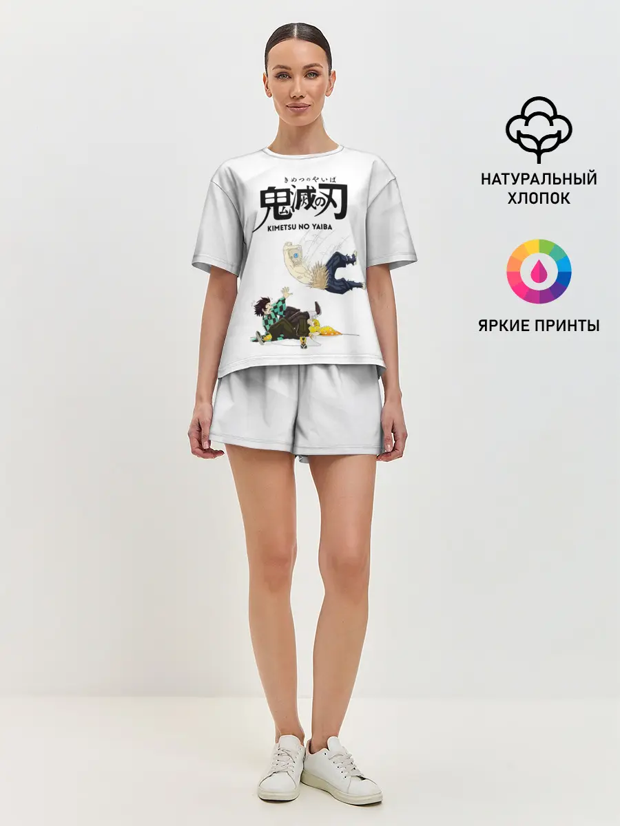 Женская пижама с шортами / Драка Иноске Танджиро и Зеницу