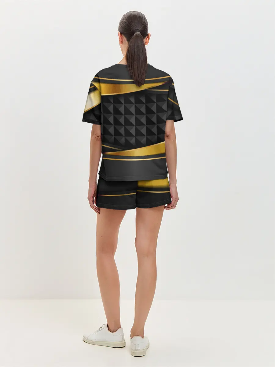 Женская пижама с шортами / 3D luxury black gold Плиты 3Д