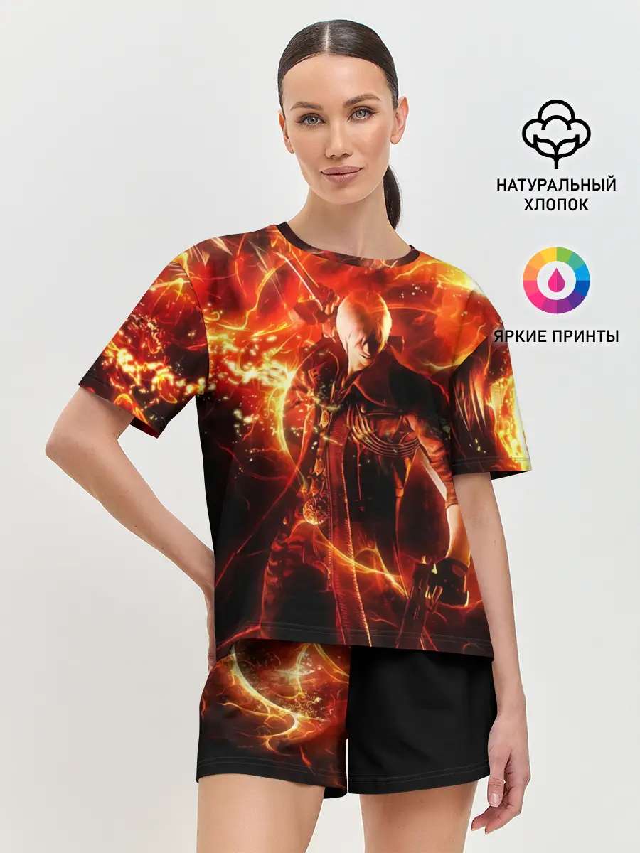Женская пижама с шортами / Данте в огне