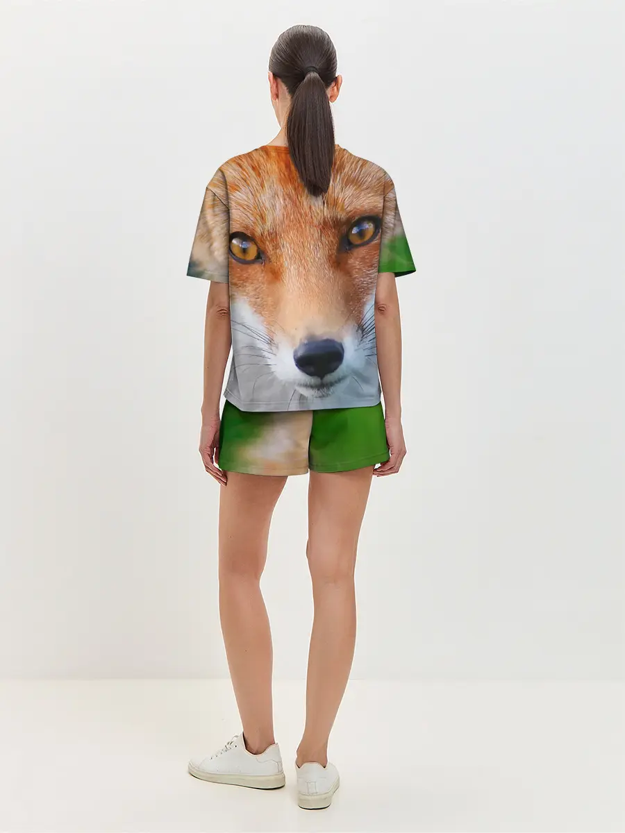 Женская пижама с шортами / Крупно мордочка лисы