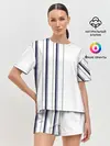 Женская пижама с шортами / Белые и синие полосы | Stripes
