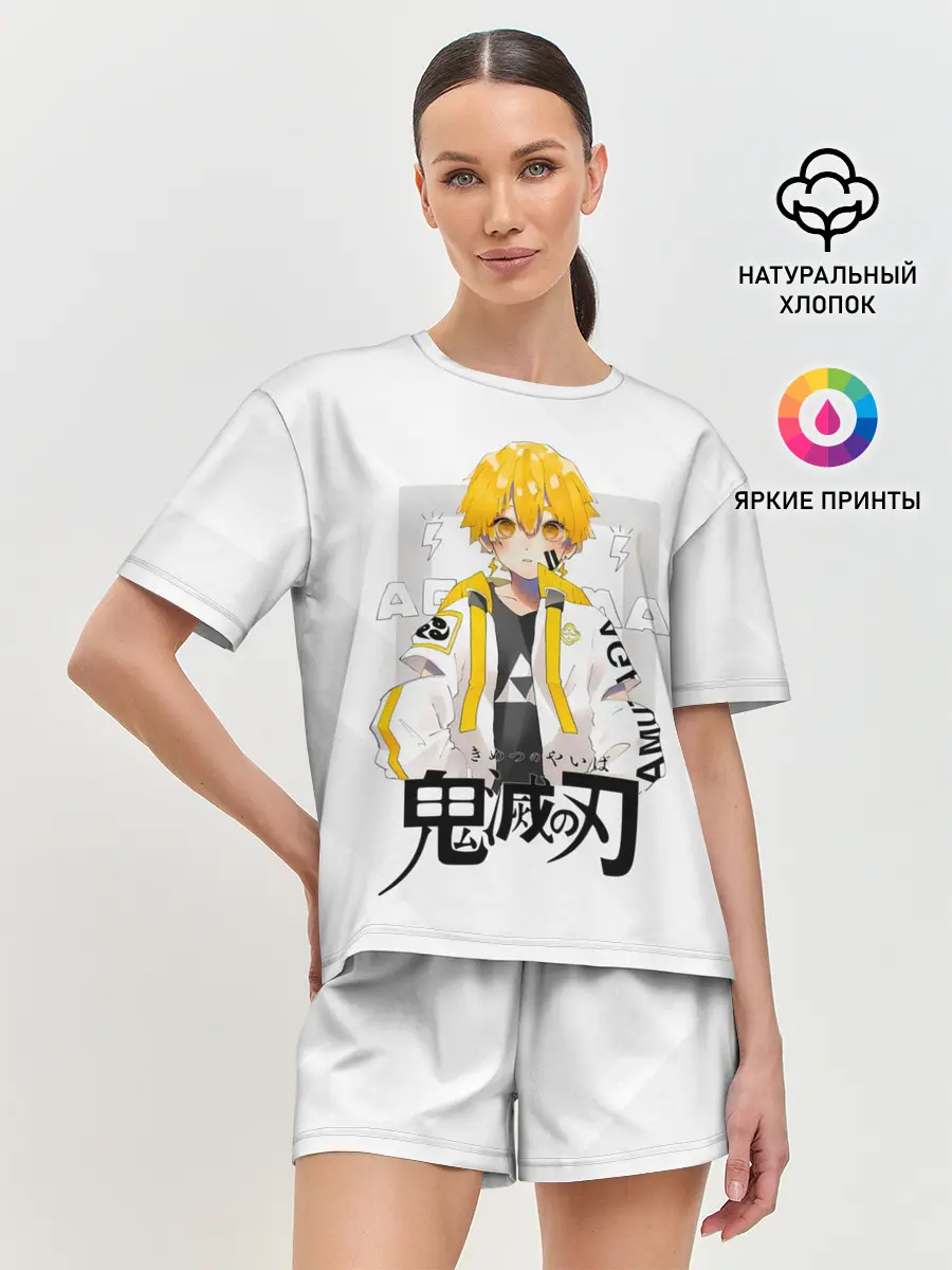 Женская пижама с шортами / Зеницу Агацума Kimetsu no Yaiba