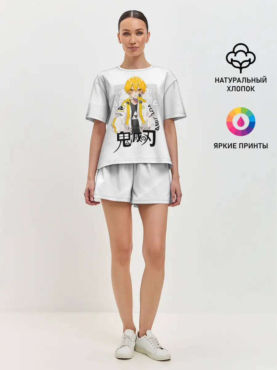 Женская пижама с шортами / Зеницу Агацума Kimetsu no Yaiba