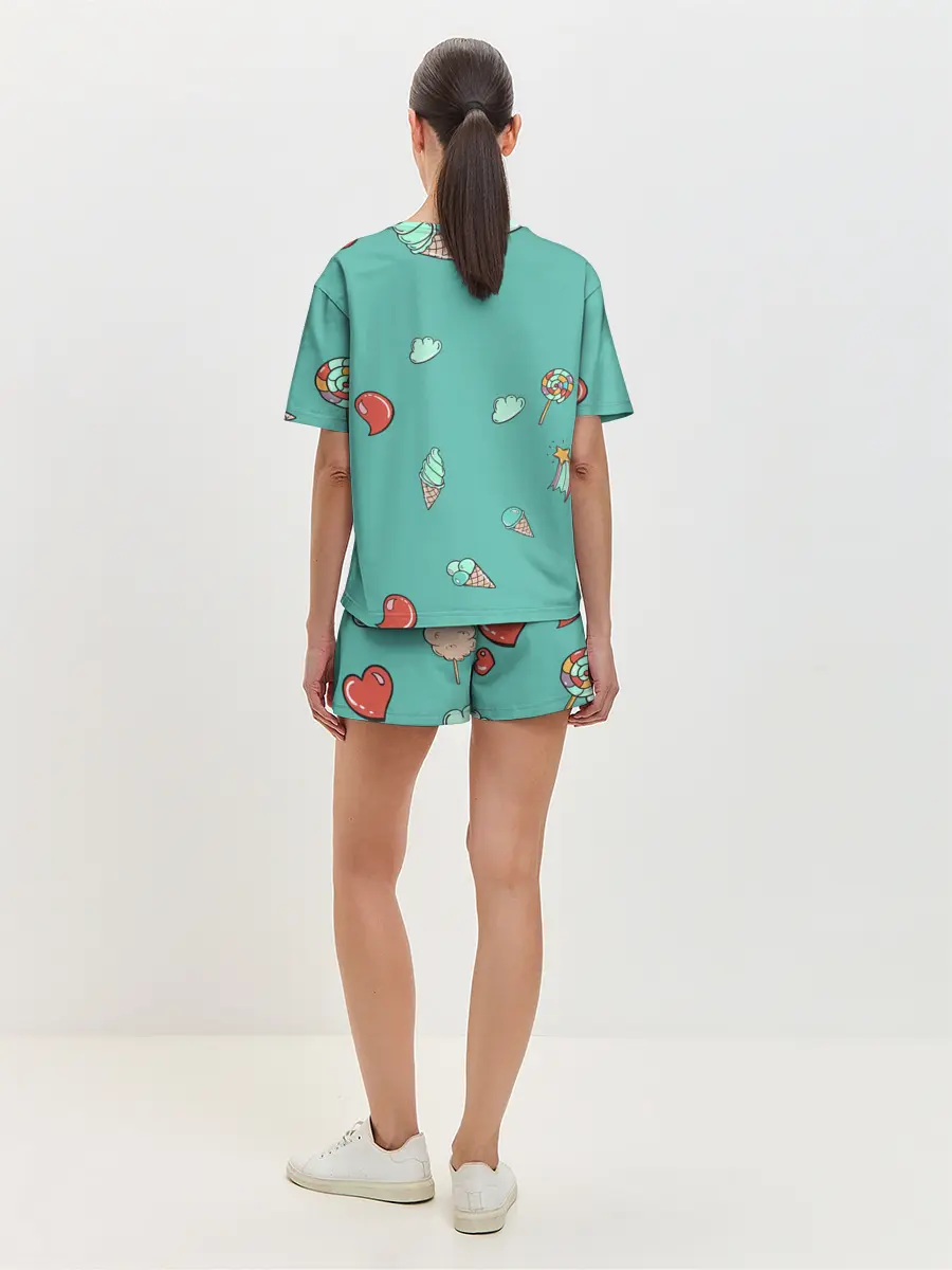 Женская пижама с шортами / Единорог с мороженкой