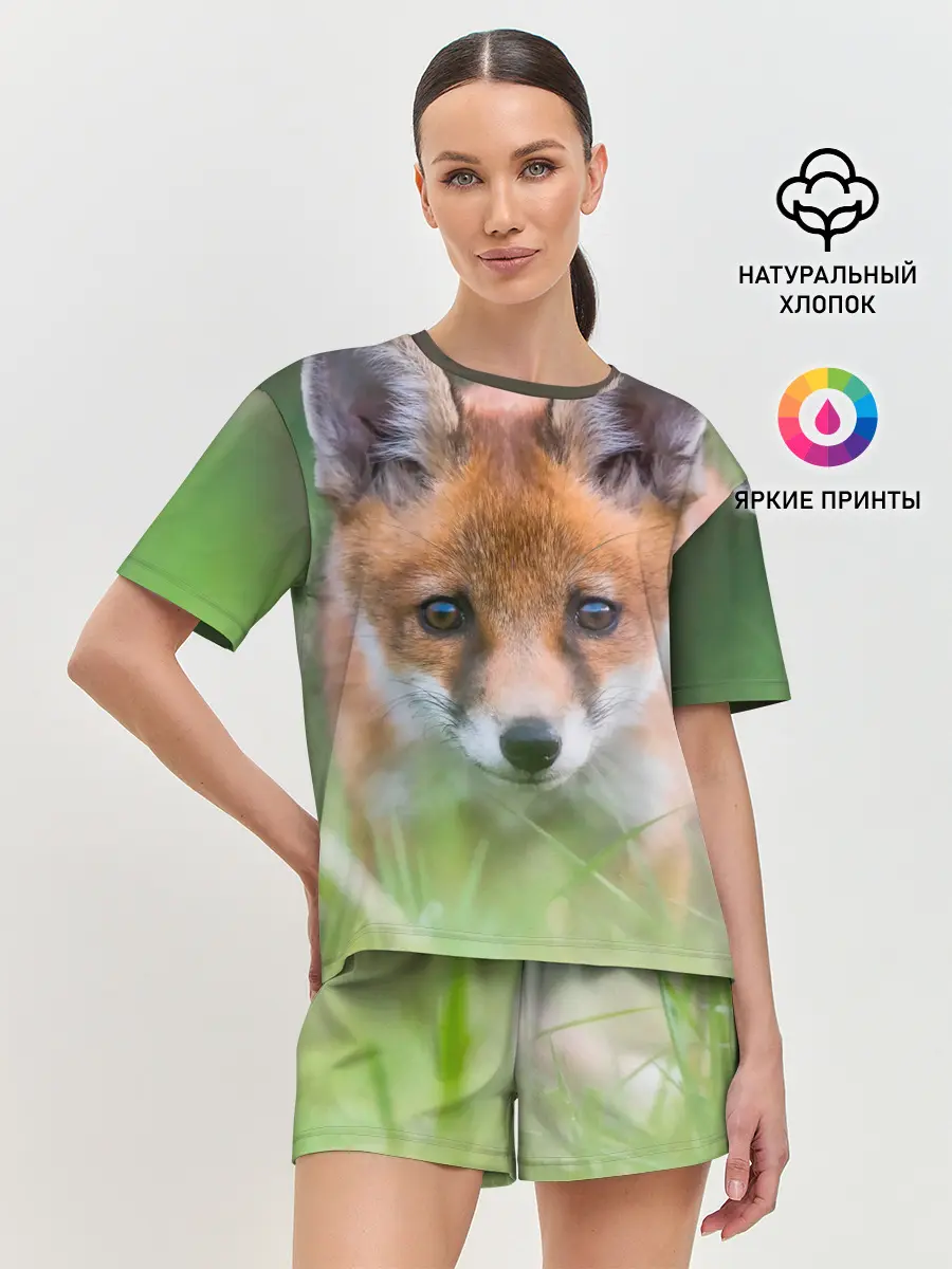 Женская пижама с шортами / Лисенок в засаде