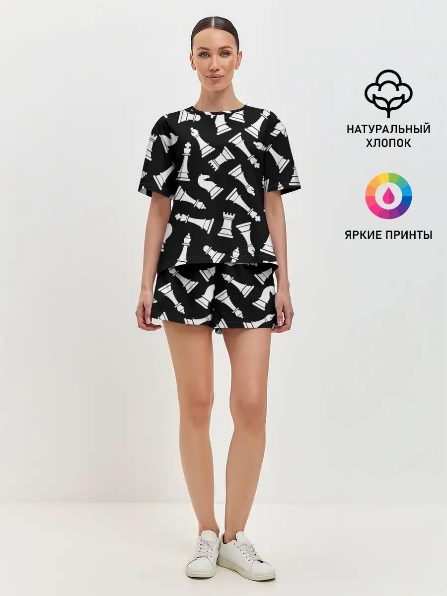 Женская пижама с шортами / Фигуры, Шахматы