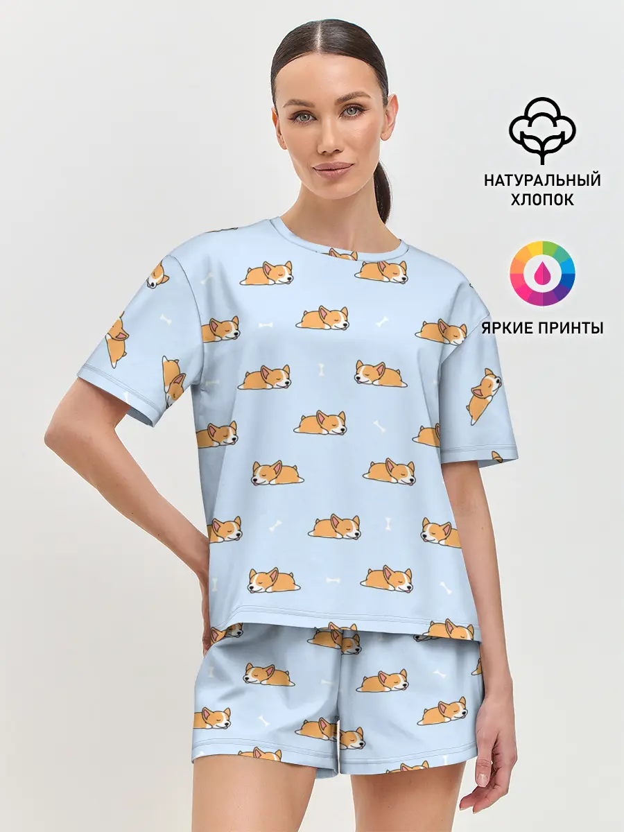 Женская пижама с шортами / Корги