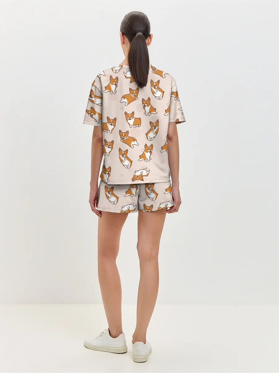 Женская пижама с шортами / Корги | Разные