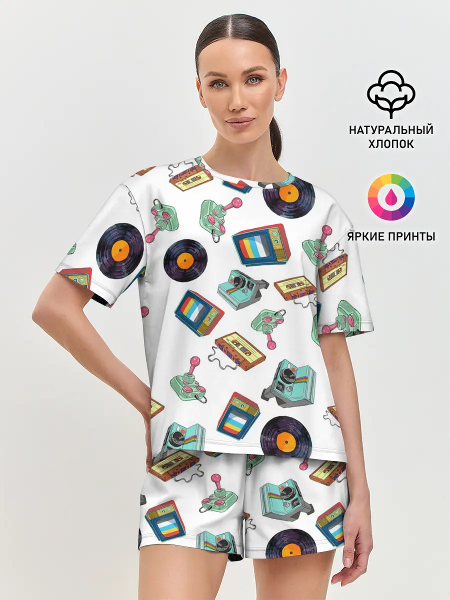 Женская пижама с шортами / Стиль 80х