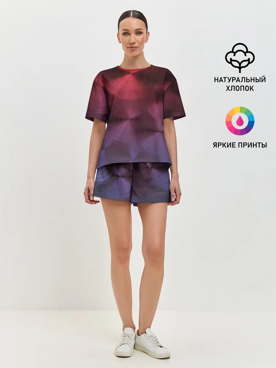 Женская пижама с шортами / metal texture with circles