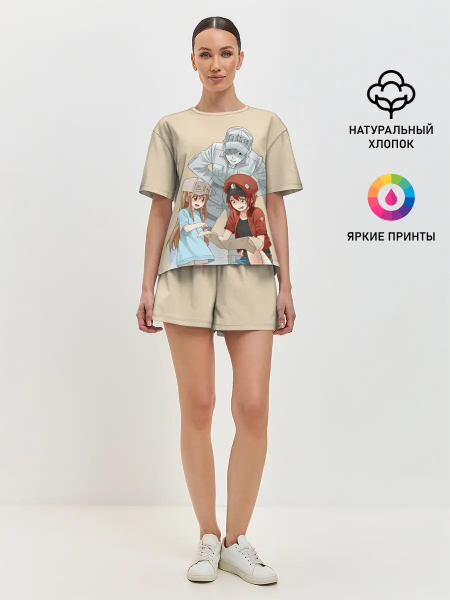 Женская пижама с шортами / Клетки за работой