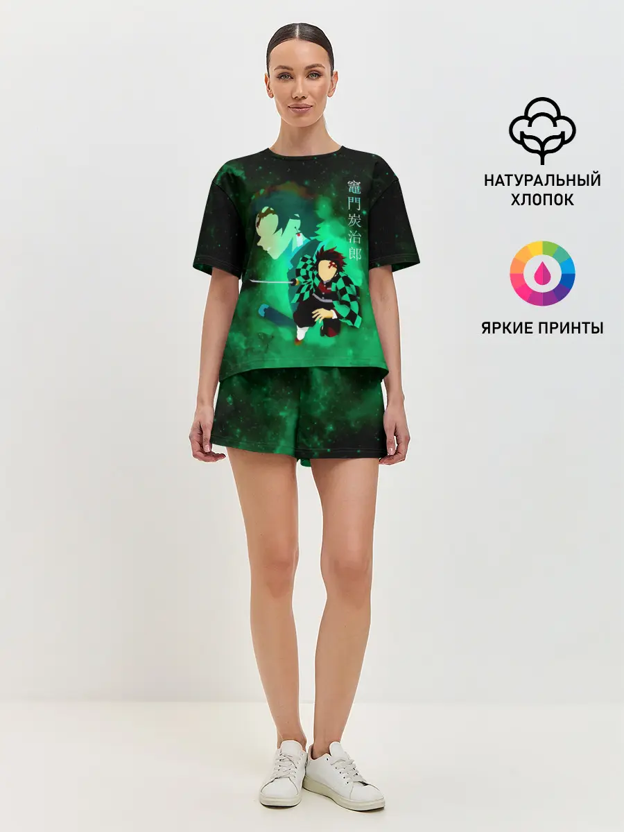 Женская пижама с шортами / Танджиро Камадо Kimetsu no Yaiba