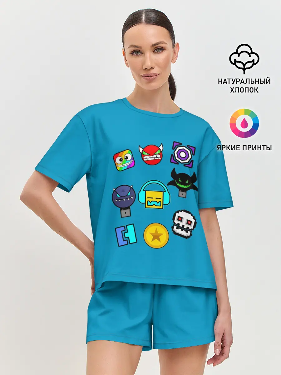 Женская пижама с шортами / Geometry Dash Icons