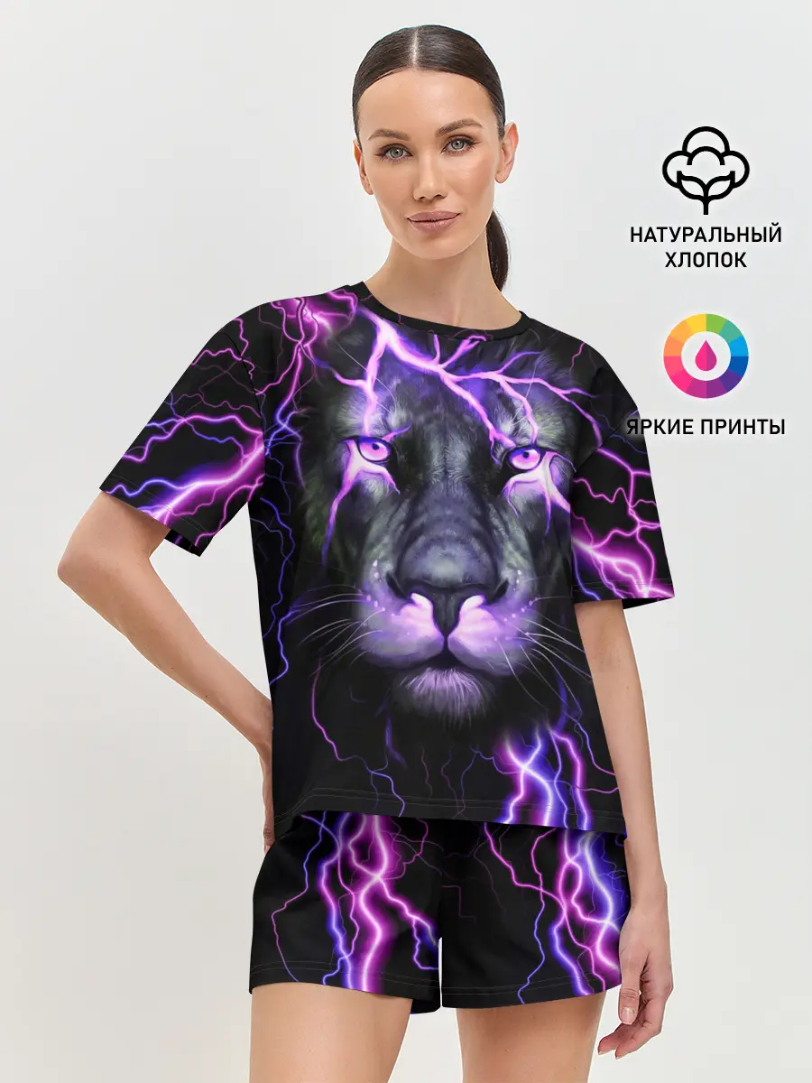 Женская пижама с шортами / НЕОНОВЫЙ ЛЕВ / NEON LION