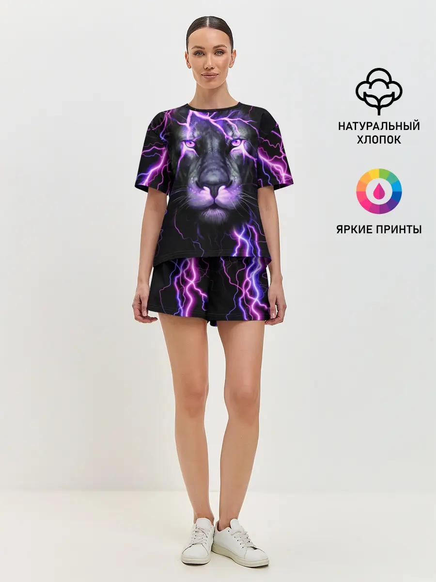 Женская пижама с шортами / НЕОНОВЫЙ ЛЕВ / NEON LION