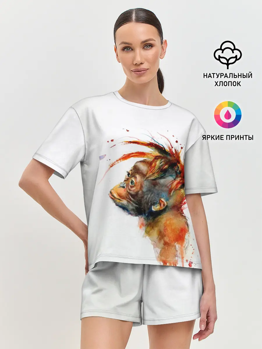 Женская пижама с шортами / Орангутанг